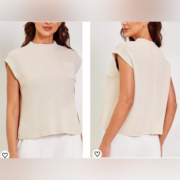 Sleeveless mock neck cap sleeve sweater in color apricot - Picture 2 of 4